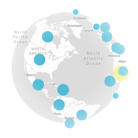 Digital Health Atlas Globe with recommended projects and organizations